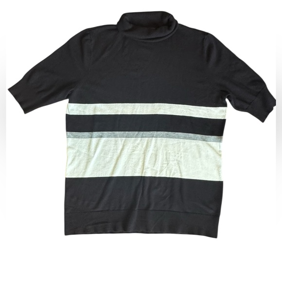 Liz Claiborne turtle neck , short sleeve black and white sweater - Picture 1 of 6